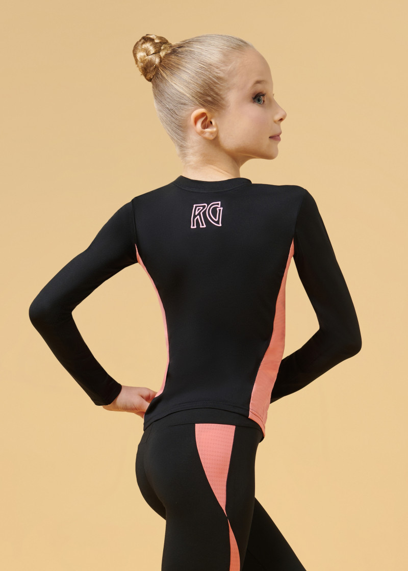 CHARLOTTE long sleeve T-shirt by Grand Prix polyamide micro, black+coral, 140cm