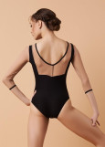 SIGMA long sleeve leotard by Grand Prix polyamide micro+mesh, black+nude, 158cm