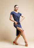 Short sleeve dress "EXCITEMENT" 90%viscose, 10%elastane, gray, M