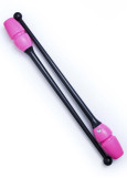 Clubs for gymnastics PASTORELLI Masha plastic+rubber, Rosa - Nero (02619), 45.2cm