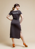 Short sleeve dress "EXCITEMENT" 90%viscose, 10%elastane, brown, S