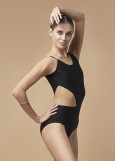 MOSCA 3/4 sleeve leotard by Grand Prix polyamide micro+mesh, black+nude, M