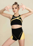 VERA crop top by Grand Prix polyamide micro, black+yellow, 140cm