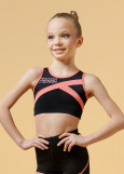 VERA crop top by Grand Prix polyamide micro, black+coral, 140cm