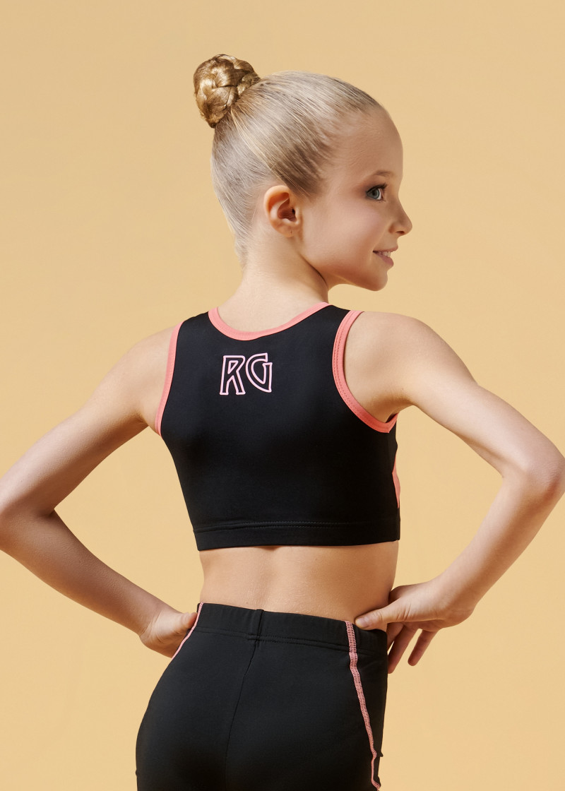 VERA crop top by Grand Prix polyamide micro, black+coral, 140cm