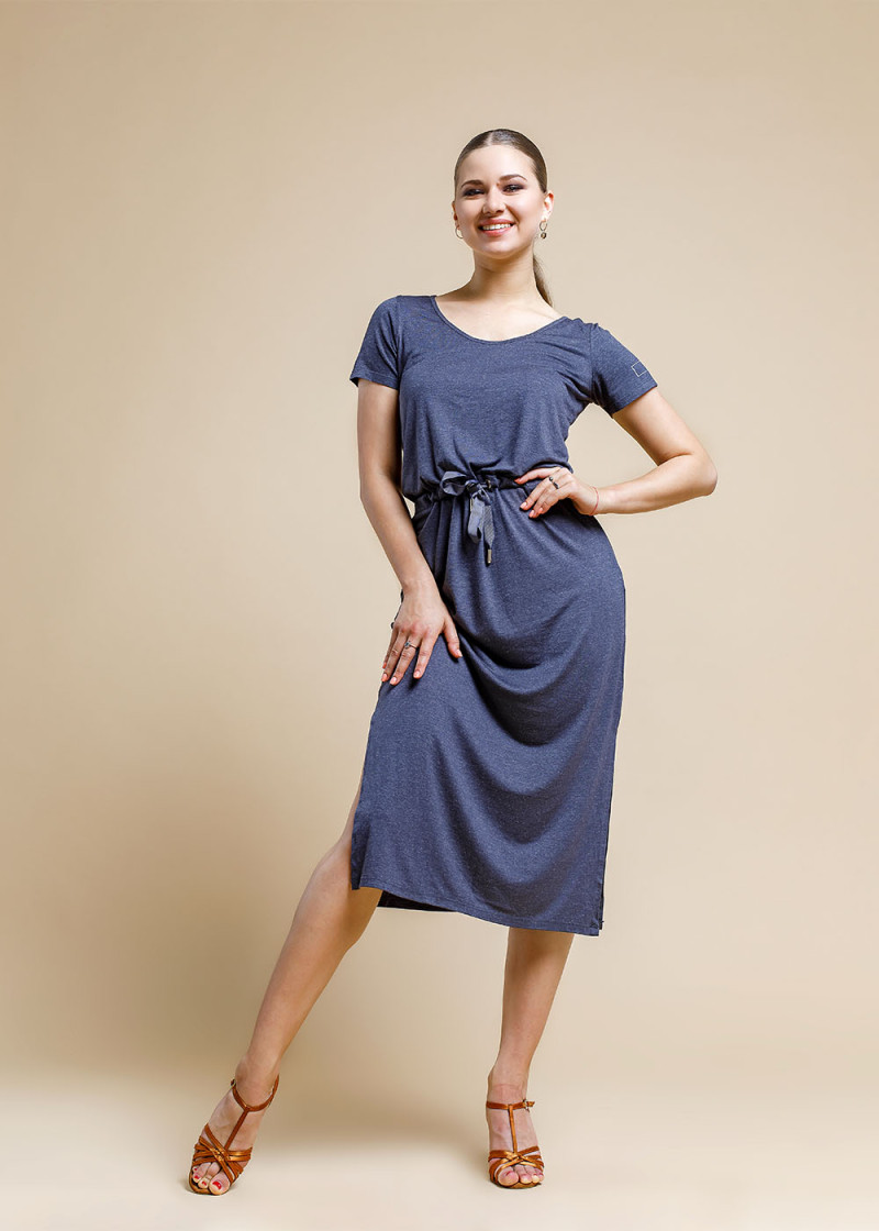 Short sleeve dress "EXCITEMENT" 90%viscose, 10%elastane, gray, XS