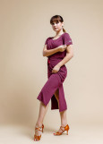 Short sleeve dress "EXCITEMENT" 90%viscose, 10%elastane, lilac, XS