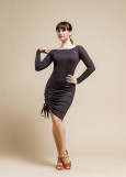 Long sleeve dress "Modern" 90%viscose, 10%elastane, brown, XS