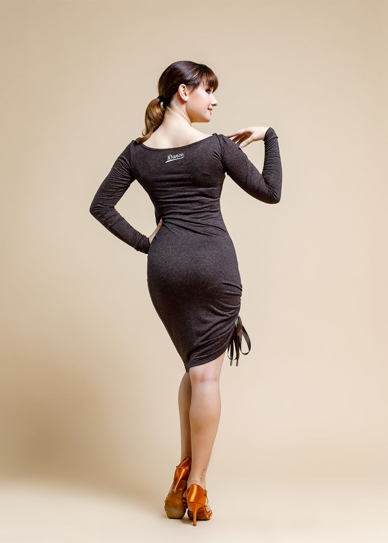 Long sleeve dress "Modern" 90%viscose, 10%elastane, brown, XS