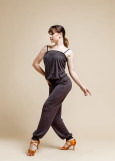 Jumpsuit FORCE with elastic 90%viscose, 10%elastane, brown, XS