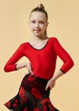 DALIA crop sleeve (3/4) leotard by Grand Prix 90%polyamide, 10%elastane, blueberry, 110cm