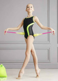 BRENDA tank leotard by Grand Prix 90%polyamide, 10%elastane, black+salmon, 98cm