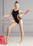 BRENDA tank leotard by Grand Prix 90%polyamide, 10%elastane, black+salmon, 110cm