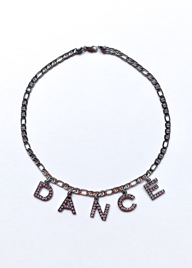 Chunky chain necklace DANCE rhodium plated copper, Silver, 45cm