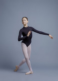 DARYA high collar long sleeve leotard by Grand Pri 90%cotton, 10%elastane, black, 128cm