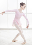 DOMENICA long sleeve leotard with mesh skirt by Gr 90%cotton, 10%elastane, ballet pink, 140cm