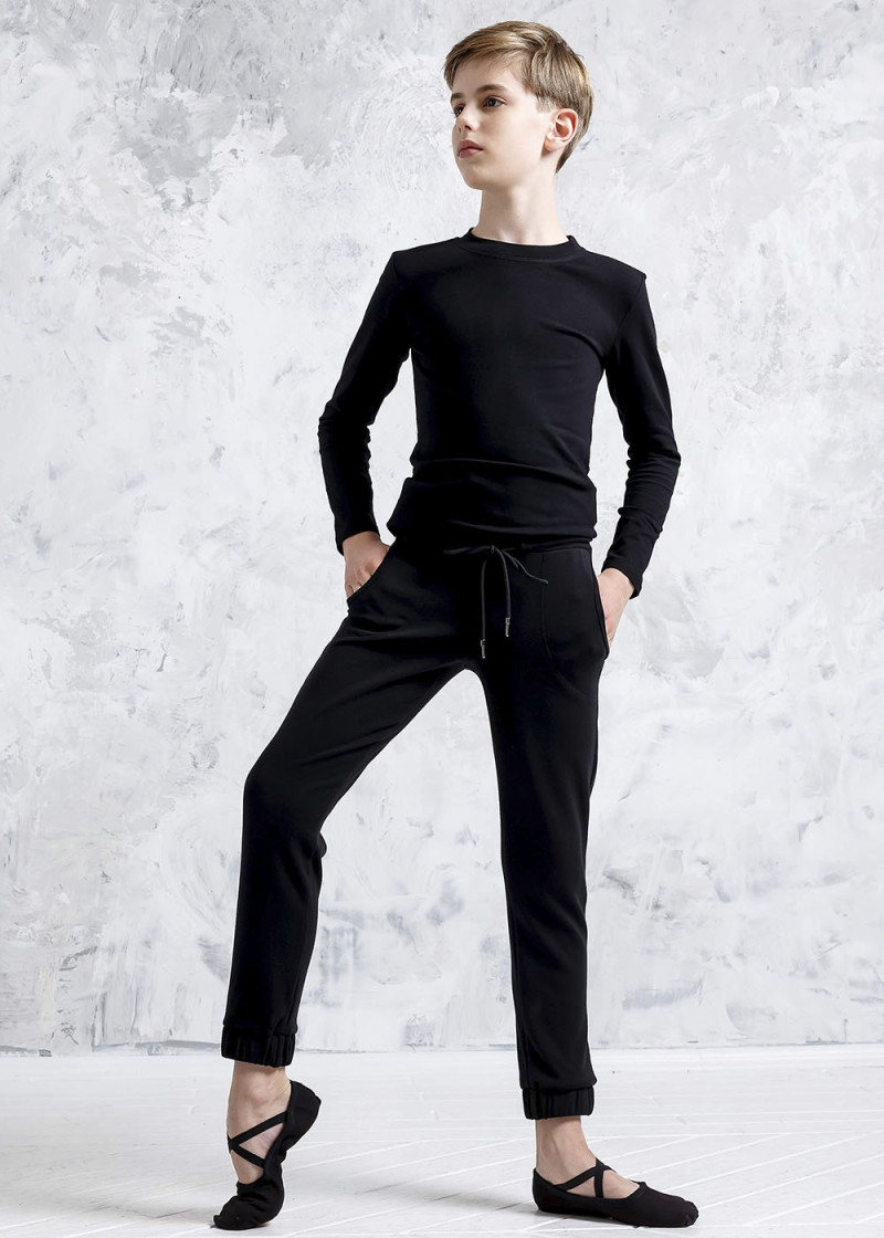 T-shirt ANTON, long sleeve 90%cotton, 10%elastane, black, 128cm