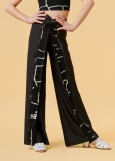 CARLIN straight ballroom pants by Grand Prix polyamide micro+printed mesh, black+white, 134cm