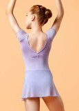 KAYLA raglan short sleeve leotard with skirt by Gr polyamide micro+mesh, lilac, 128cm