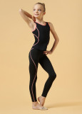 DIANA leggings by Grand Prix polyamide micro, black+coral, 146cm