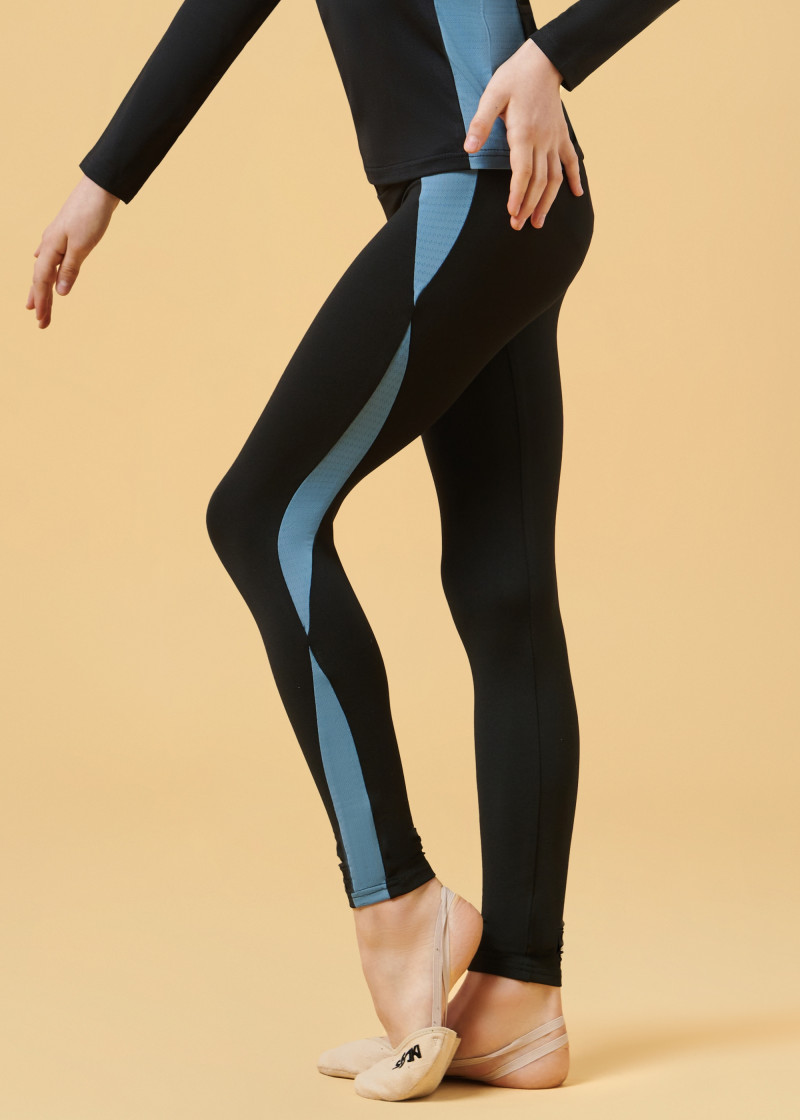 DJANA leggings by Grand Prix polyamide micro, black+blue, 146cm