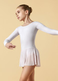 DOMENICA long sleeve leotard with mesh skirt by Gr 90%cotton, 10%elastane, white, 116cm