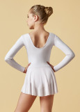 DOMENICA long sleeve leotard with mesh skirt by Gr 90%cotton, 10%elastane, white, 116cm