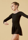 DOMENICA long sleeve leotard with mesh skirt by Gr 90%cotton, 10%elastane, black, 110cm