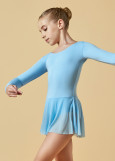 DOMENICA long sleeve leotard with mesh skirt by Gr 90%cotton, 10%elastane, powder, 128cm