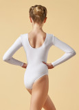 DALILA long sleeve leotard by Grand Prix 90%cotton, 10%elastane, white, 110cm