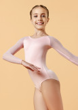 DANNA long raglan sleeve leotard by Grand Prix polyamide micro+mesh, pink, 140cm