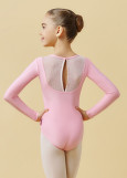 FLAKE long sleeve leotard by Grand Prix polyamide micro+flocked mesh, orchid, 116cm