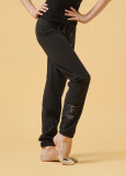 Straight pants GIGI fleece, black, 122-128cm