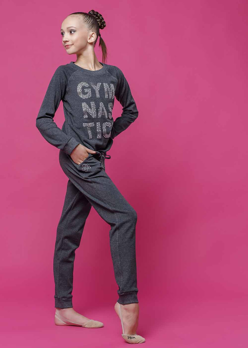 Tracksuit OLIMPIC "Gymnastics" 90%cotton, 10%elastane, gray, 158cm