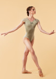 KAMILA short raglan sleeve leotard by Grand Prix polyamide micro+mesh, pistachio, 152cm