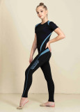 LEONA leggings by Grand Prix polyamide micro, black+blue, 152cm