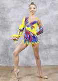 Gymnastics leotard IZUMRUD.D 90%polyamide, 10%elastane, lemon, 116cm