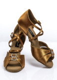 Ladies Latin Shoes Grand Prix SAMBA satin, dark tan, 3"fl, 40