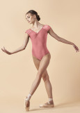 KAMILA short raglan sleeve leotard by Grand Prix polyamide micro+mesh, dusty rose, L