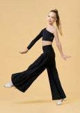 PALAZZO wide ballroom pants by Grand Prix crepe stretch, black, 146cm