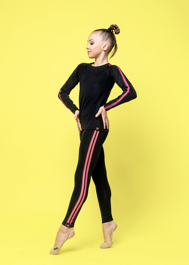 RUSH leggings by Grand Prix 90%polyamide, 10%elastane, black+fuchsia, 152cm