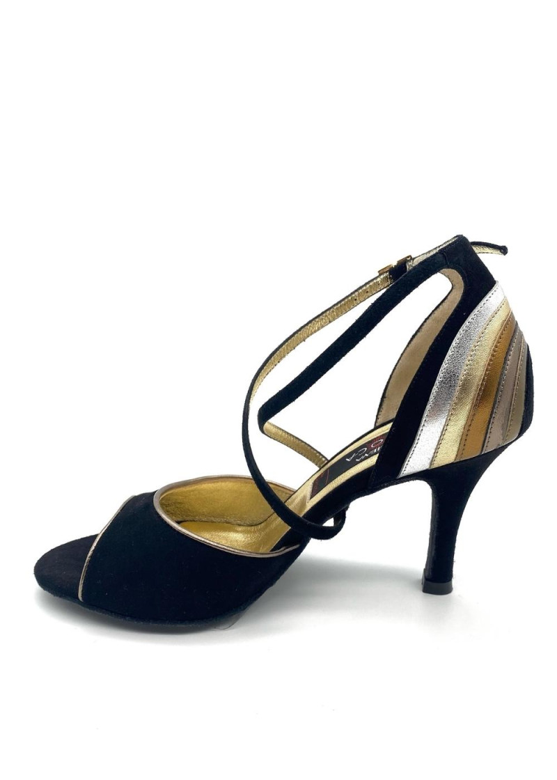 Tango shoes Luzma suede, black+gold, 8 cm, 4,5