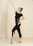 SIENNA capri leggings by Grand Prix polyamide micro, black+yellow, S