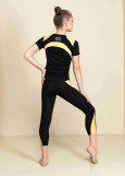 SIENNA capri leggings by Grand Prix polyamide micro, black+yellow, S