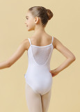 SPOT camisole leotard by Grand Prix polyamide micro+flocked mesh, white, 128cm