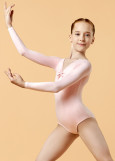 STEPHANIA long raglan sleeve leotard by Grand Prix polyamide micro, pink, 140cm