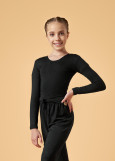 STASSI JUNIOR top by Grand Prix melange jersey, black, 140-146cm