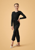 STASSI JUNIOR top by Grand Prix melange jersey, black, 140-146cm