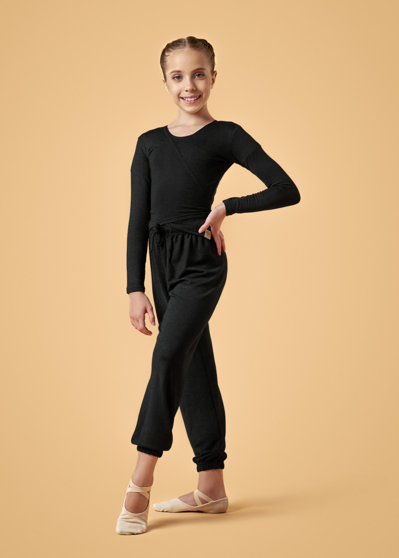 STASSI JUNIOR top by Grand Prix melange jersey, black, 140-146cm