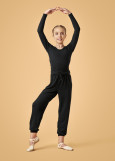 STASSI JUNIOR top by Grand Prix melange jersey, black, 140-146cm